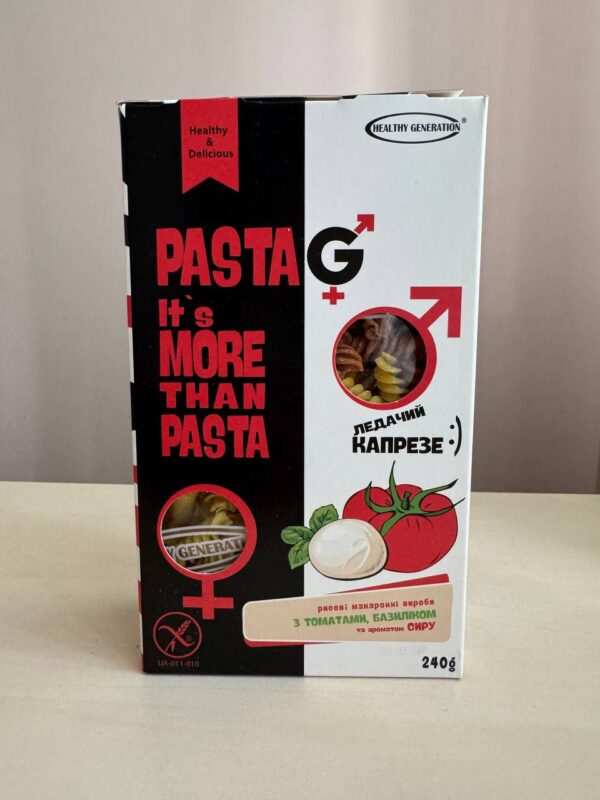 Рисова безглютенова паста PASTA G з томатом, базиліком та ароматом сиру